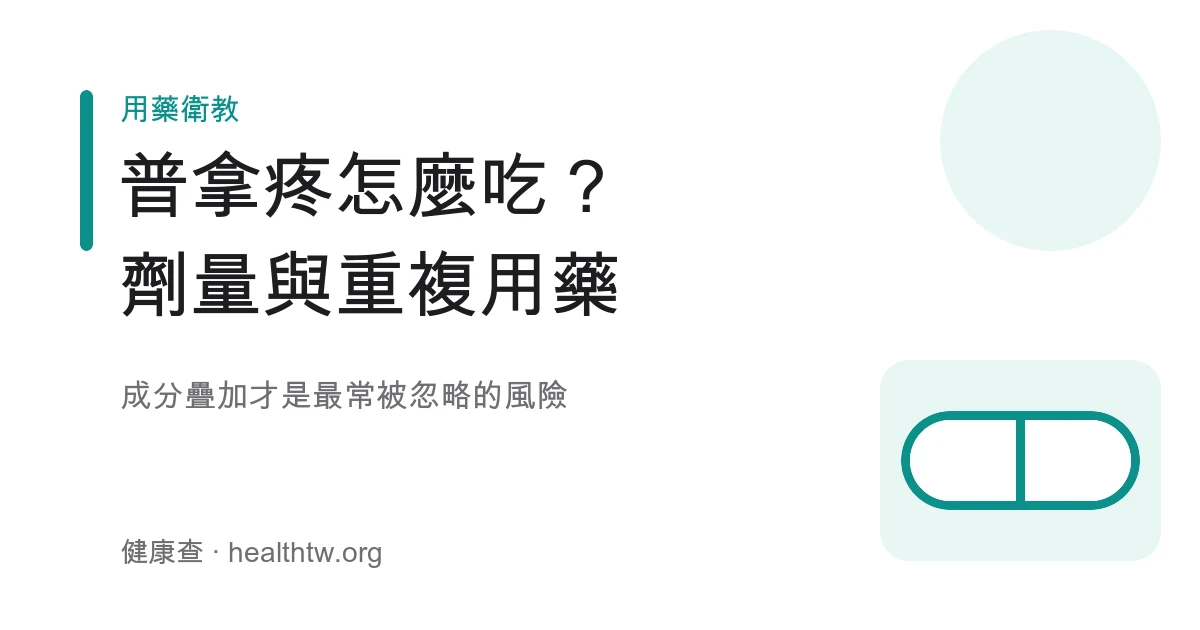 普拿疼乙醯胺酚正確服用方式與一天劑量上限示意圖