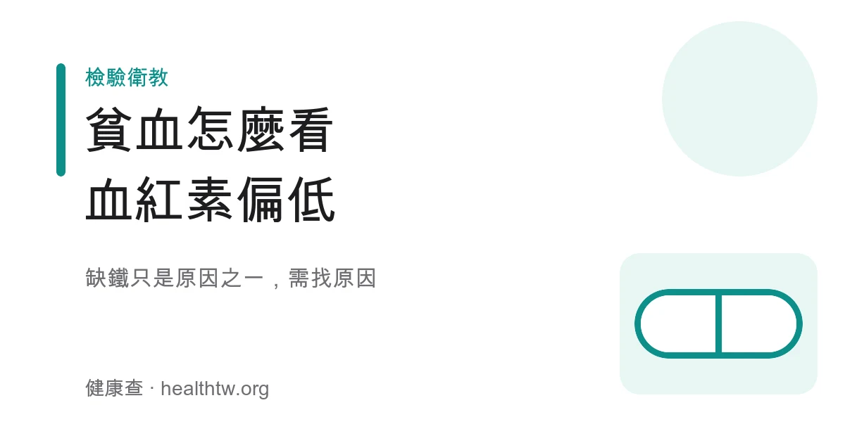 貧血血紅素 Hb 偏低健檢解讀示意圖