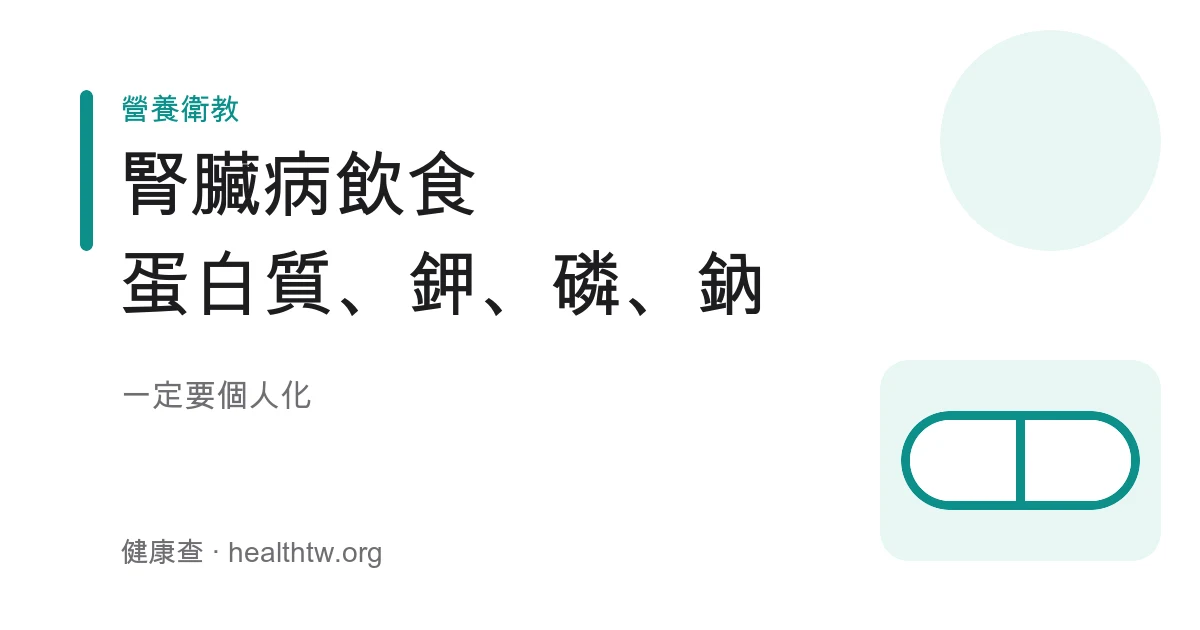 腎臟病飲食蛋白質鉀磷鈉原則示意圖